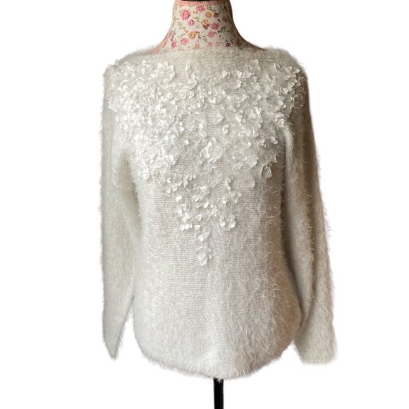 Ruby Rd Womens White Sweater Lightweight Size Petite XL Embellished Paste… - Picture 1 of 9